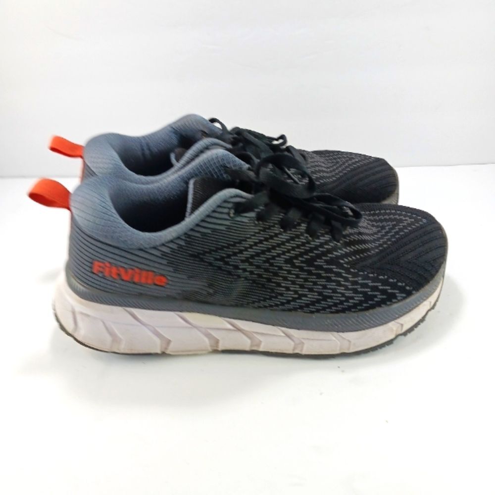 FitVille Ergonomic Wide Fit Walking Sneaker Shoe Mens 8.5W. Grey/Black Stability - Picture 12 of 14